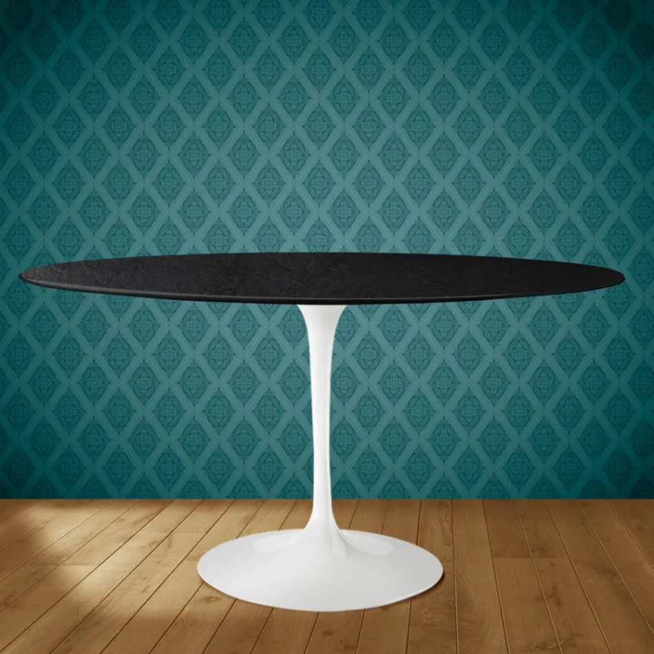 Tulip Table Eero Saarinen H 73 Oval in Ceramic Sirius Made in Italy - Scarlet Viadurini