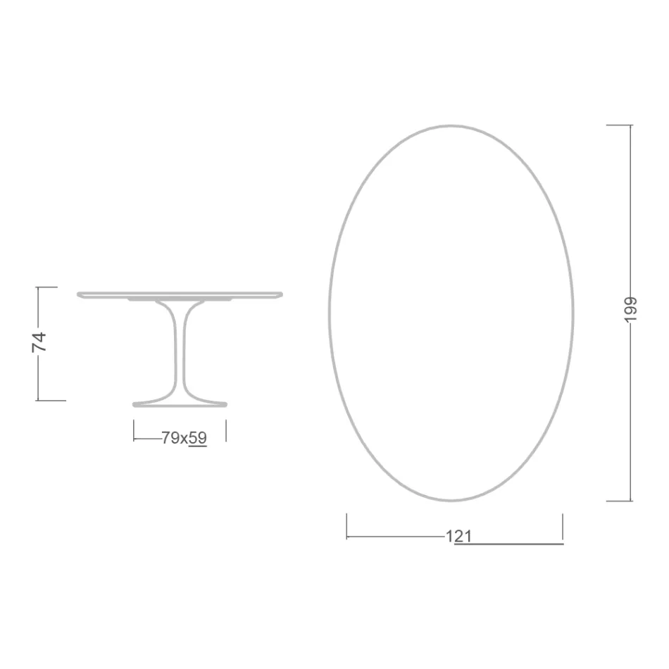 Tulip Table Eero Saarinen H 73 Oval in Statuario Altissimo Ceramic Made in Italy - Scarlet Viadurini