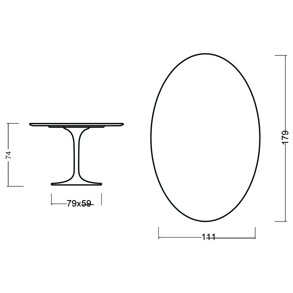 Tulip Table Eero Saarinen H 73 Oval in Natural Oak Made in Italy - Scarlet Viadurini