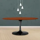 Tulip Table Eero Saarinen H 73 Oval in Cherry Stained Oak Made in Italy - Scarlet Viadurini