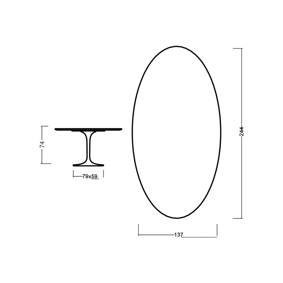 Tulip Table Eero Saarinen H 73 Oval in Moka Stained Oak Made in Italy - Scarlet Viadurini