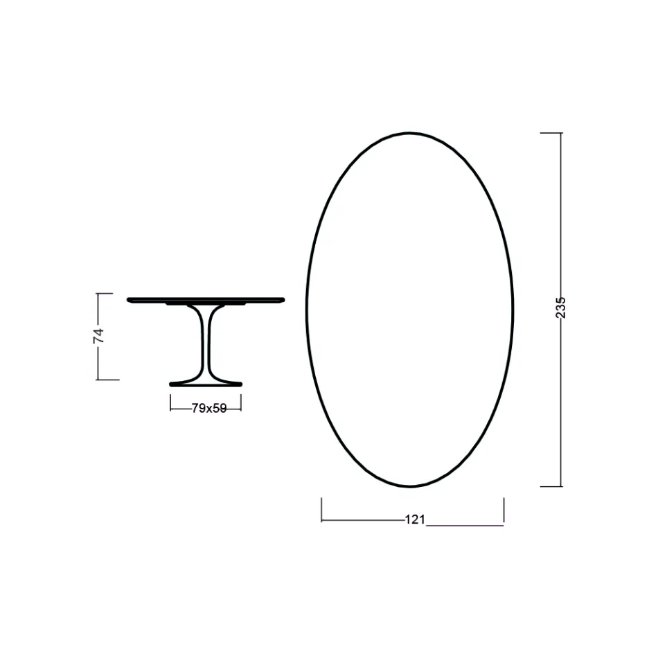 Eero Saarinen Tulip Table H 73 Oval in Dark Walnut Stained Oak Made in Italy - Scarlet Viadurini