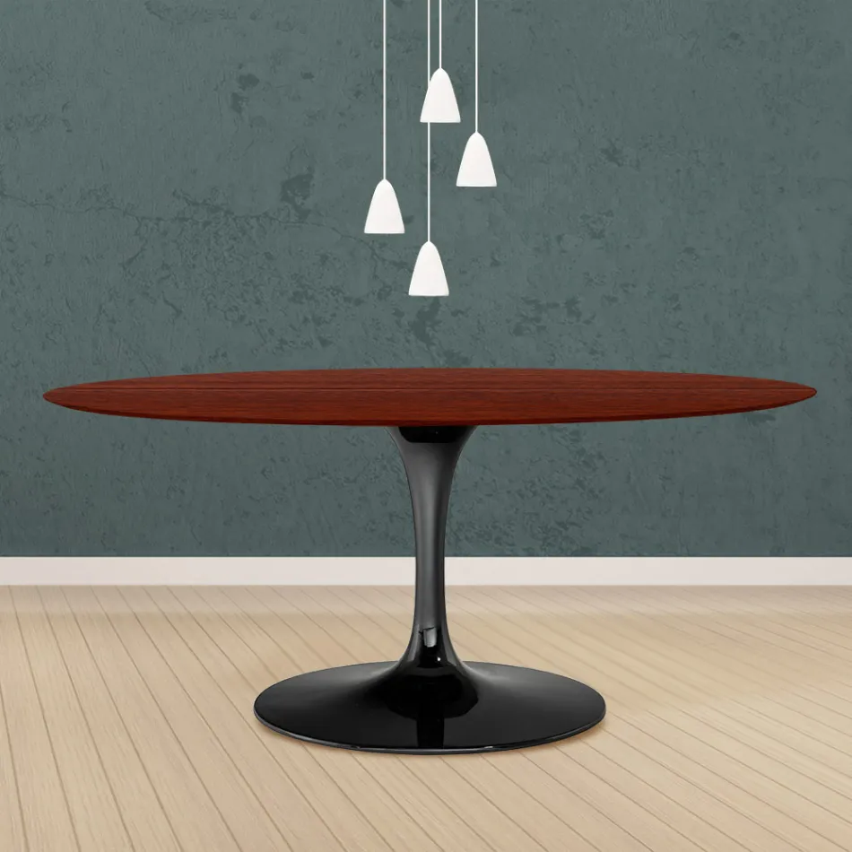 Eero Saarinen Tulip Table H 73 Oval in Rosewood Stained Oak Made in Italy - Scarlet Viadurini