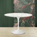 Eero Saarinen Tulip Table H 74 Round with Carrara Marble Top Made in Italy - Scarlet