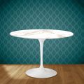 Tulip Table Eero Saarinen H 74 Round in Ceramic Entzo Made in Italy - Scarlet