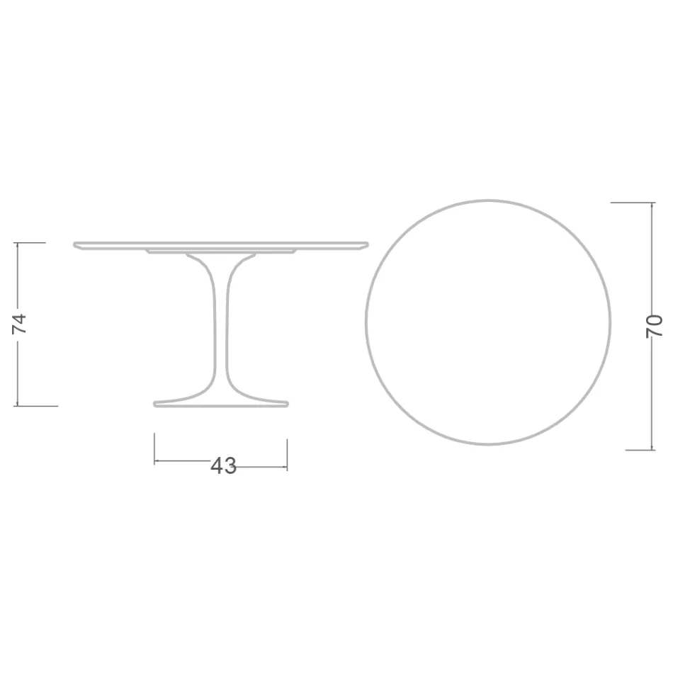 Tulip Table Eero Saarinen H 73 Round in Ceramic Entzo Made in Italy - Scarlet Viadurini