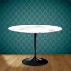 Tulip Table Eero Saarinen H 73 Round in Ceramic Entzo Made in Italy - Scarlet Viadurini