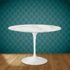 Tulip Table Eero Saarinen H 73 Round Ceramic Morpheus Made in Italy - Scarlet Viadurini
