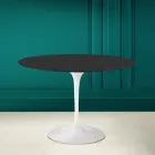Tulip Table Eero Saarinen H 73 Round in Ceramic Noir Soft Made in Italy - Scarlet Viadurini