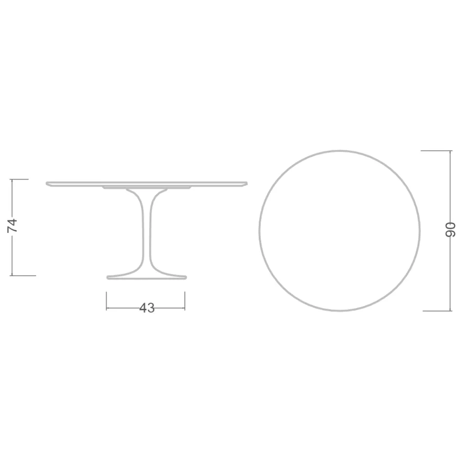 Tulip Table Eero Saarinen H 73 Round in Ceramic Pietra Grey Made in Italy - Scarlet Viadurini