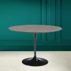 Tulip Table Eero Saarinen H 73 Round in Ceramic Pietra Grey Made in Italy - Scarlet Viadurini