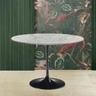Tulip Table Eero Saarinen H 73 Round in Carrara Marble Statuarietto Viadurini