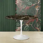 Eero Saarinen Tulip Table H 73 Round in Dark Emperador Marble Made in Italy - Scarlet Viadurini