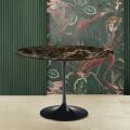 Eero Saarinen Tulip Table H 74 Round in Dark Emperador Marble Made in Italy - Scarlet