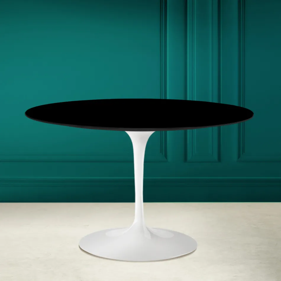 Tulip Table Eero Saarinen H 73 Round in Absolute Black Made in Italy - Scarlet Viadurini