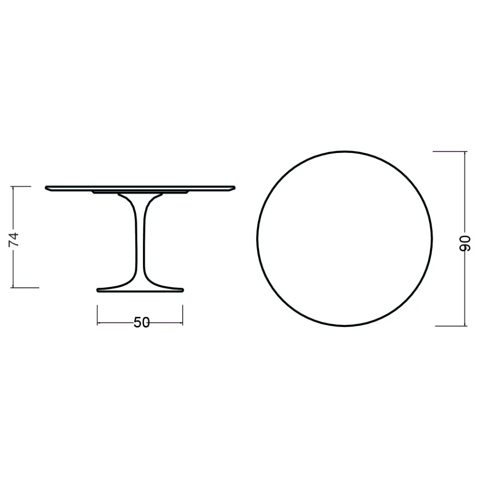 Tulip Table Eero Saarinen H 73 Round in Natural Oak Made in Italy - Scarlet Viadurini