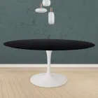 Tulip Table Eero Saarinen H 73 Round in Black Stained Oak Made in Italy - Scarlet Viadurini