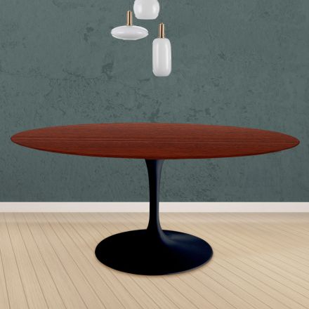Eero Saarinen Tulip Table H 73 Round in Rosewood Stained Oak Made in Italy - Scarlet Viadurini