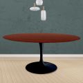 Tulip Table Eero Saarinen H 74 Round in Oak Stained Rosewood Made in Italy - Scarlet