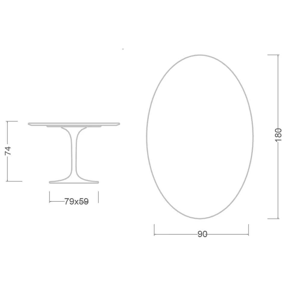 Eero Saarinen Tulip Table H 74 with Oval Top in Arabescato Marble Made in Italy - Scarlet Viadurini