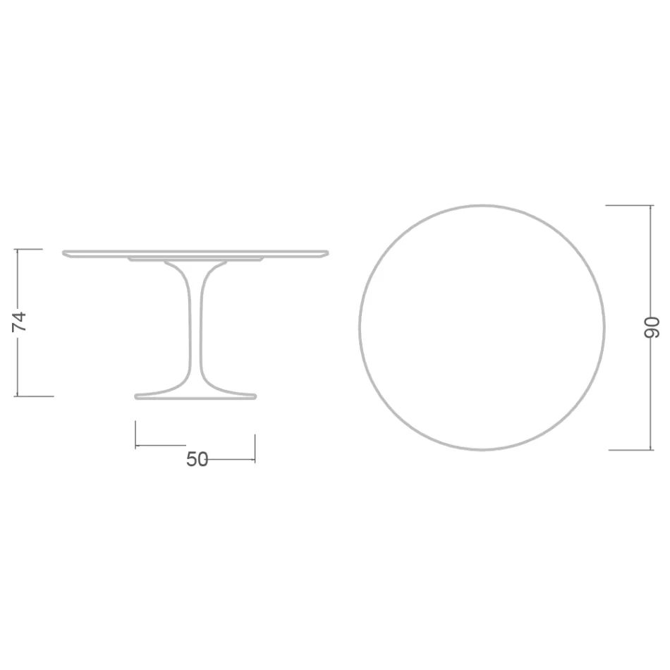 Eero Saarinen Tulip Table H 74 in Polished Ceramic Made in Italy - Scarlet Viadurini