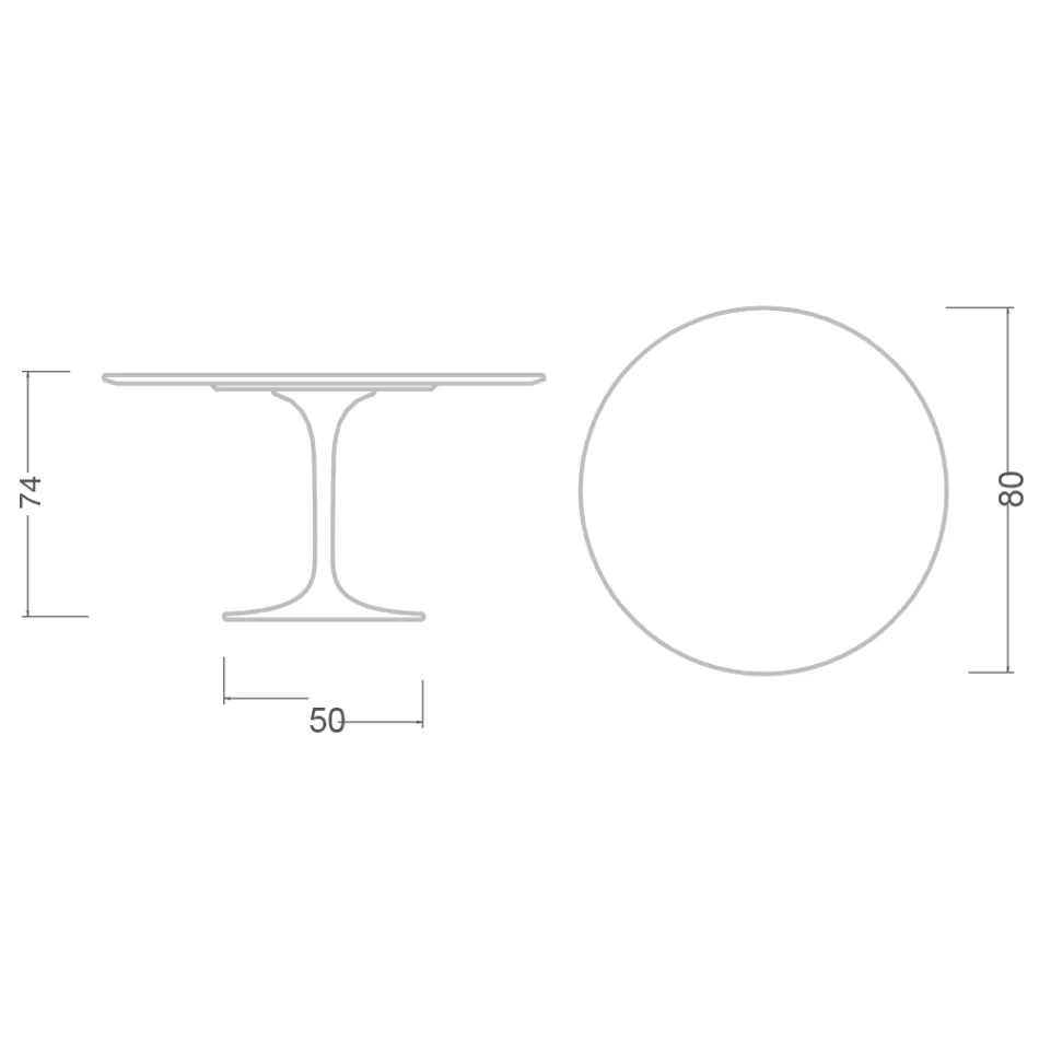 Eero Saarinen Tulip Table H 74 in Marmorio Ceramic Made in Italy - Scarlet Viadurini