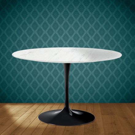 Eero Saarinen Tulip Table H 74 in Salina Ceramic Made in Italy - Scarlet Viadurini