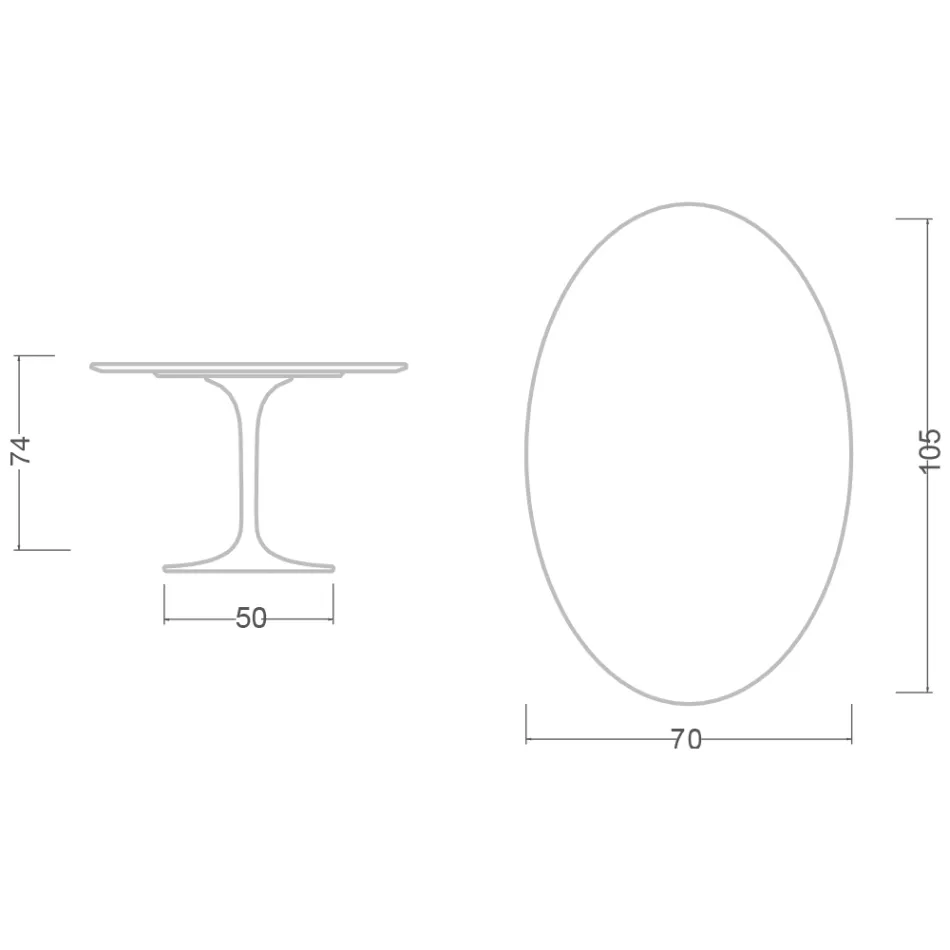 Eero Saarinen Tulip Table H 74 Oval in Marmorio Ceramic Made in Italy - Scarlet Viadurini