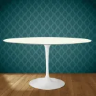 Eero Saarinen Tulip Table H 74 Oval in Moonè Ceramic Made in Italy - Scarlet Viadurini