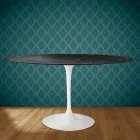 Eero Saarinen Tulip Table H 74 Oval in Somnia Ceramic Made in Italy - Scarlet Viadurini