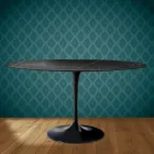 Eero Saarinen Tulip Table H 74 Oval in Somnia Ceramic Made in Italy - Scarlet Viadurini