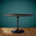 Eero Saarinen Tulip Table H 74 Oval in Somnia Ceramic Made in Italy - Scarlet