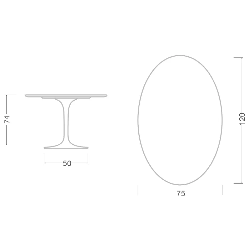 Eero Saarinen H 74 Oval Tulip Table in White Liquid Laminate Made in Italy - Scarlet Viadurini