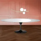 Eero Saarinen Tulip Table H 74 Oval in Liquid Laminate Made in Italy - Scarlet Viadurini