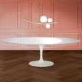 Eero Saarinen Tulip Table H 74 Oval in Liquid Laminate Made in Italy - Scarlet