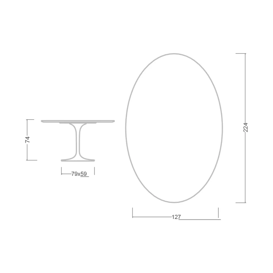 Tulip Table Eero Saarinen H 74 Oval in Black Liquid Laminate Made in Italy - Scarlet Viadurini