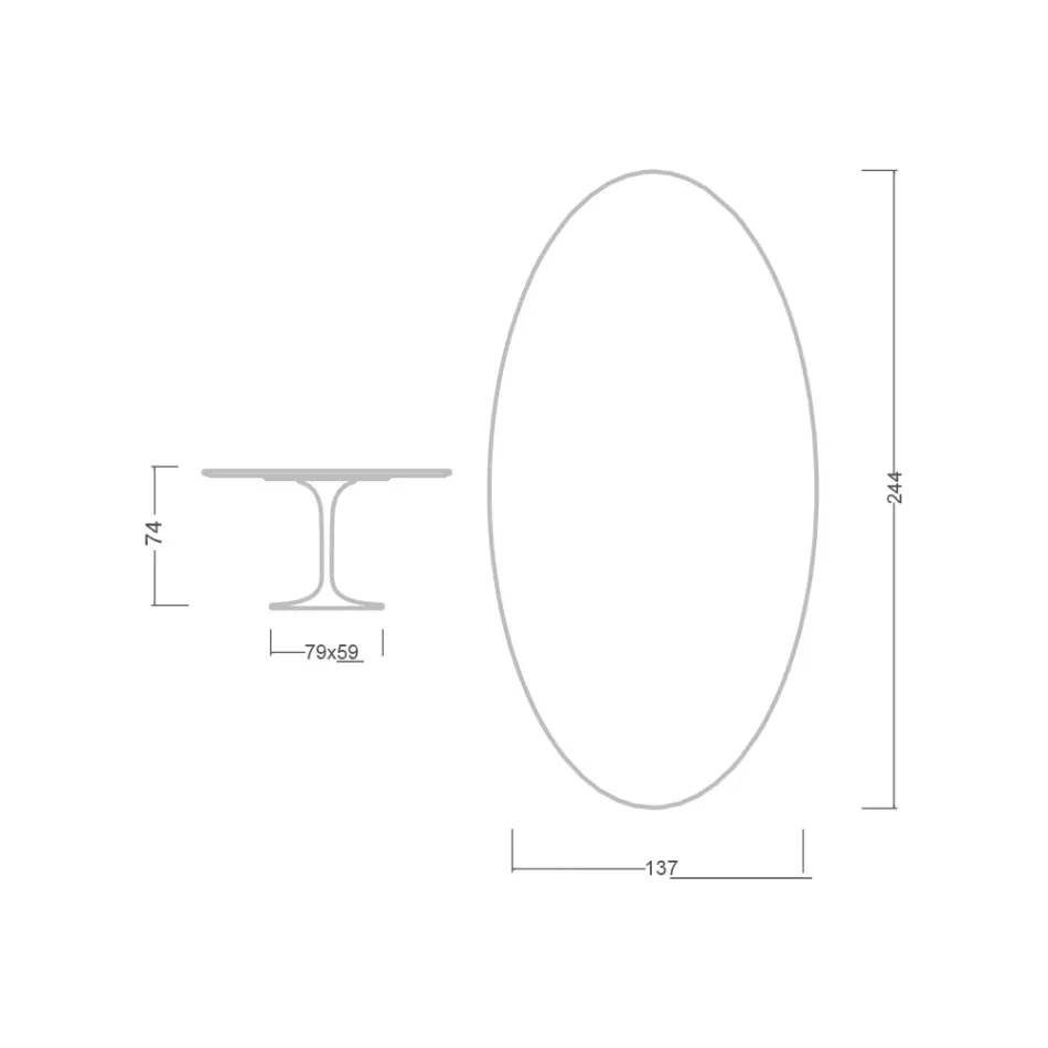 Tulip Table Eero Saarinen H 74 Oval in Black Liquid Laminate Made in Italy - Scarlet Viadurini