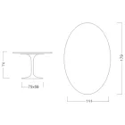 Eero Saarinen Tulip Table H 74 Oval in Dark Emperador Marble Made in Italy - Scarlet Viadurini