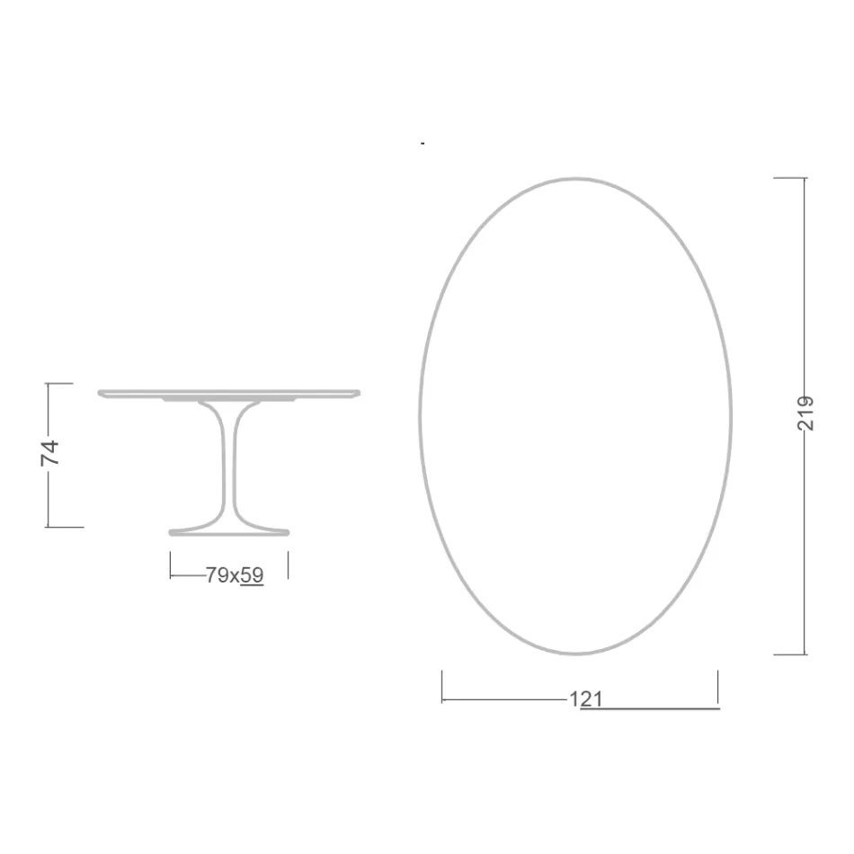 Eero Saarinen H 74 Oval Tulip Table in Green Alpi Marble Made in Italy - Scarlet Viadurini