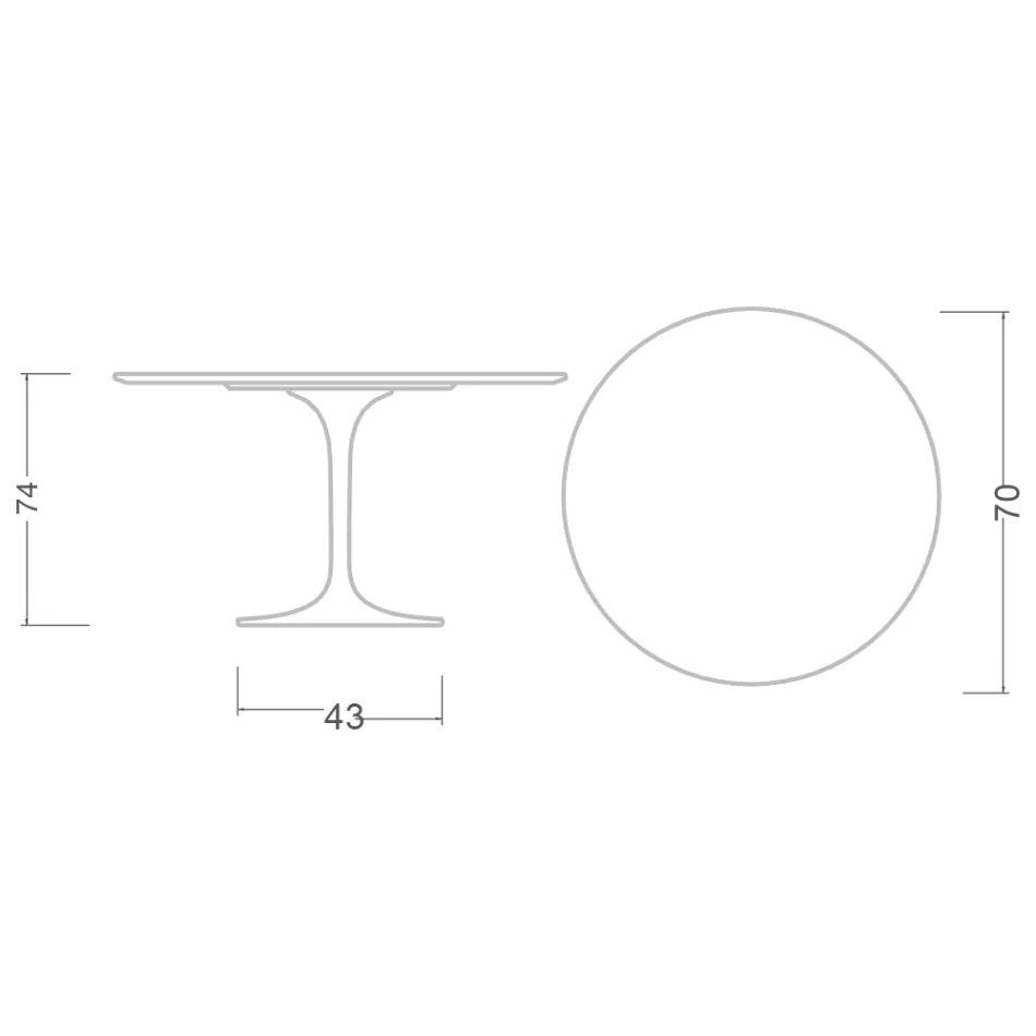 Eero Saarinen Tulip Table H 74 Round in Ceramic Domoos Made in Italy - Scarlet Viadurini
