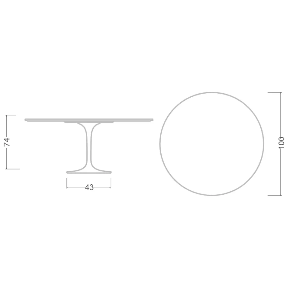 Eero Saarinen Tulip Table H 74 Round in Glossy Ceramic Made in Italy - Scarlet Viadurini