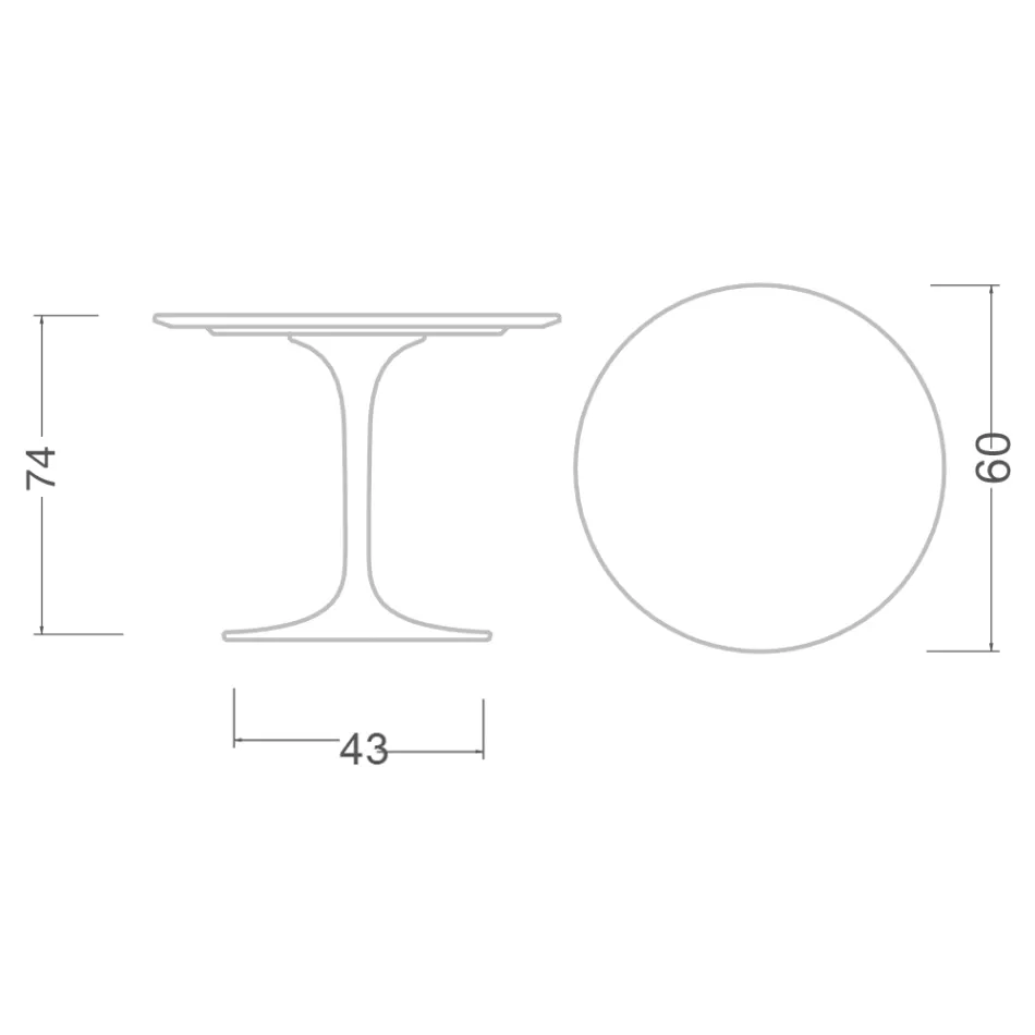 Eero Saarinen Tulip Table H 74 Round in Marmorio Ceramic Made in Italy - Scarlet Viadurini