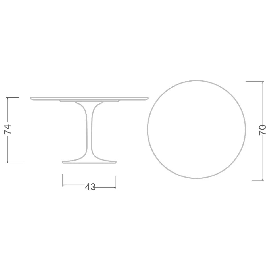 Tulip Table Eero Saarinen H 74 Round in Carrara Marble Statuarietto - Scarlet Viadurini