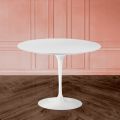 Eero Saarinen Tulip Table H 74 with White Liquid Laminate Top Made in Italy - Scarlet