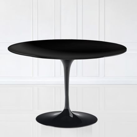 Tulip Table Eero Sarinen H 73 with Black Liquid Laminate MDF Top - Scarlet Viadurini