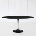 Eero Saarinen H 74 Oval Extendable Tulip Table in Black Liquid Laminate - Scarlet