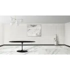 Tulip Table Eero Sarinen H 73 Oval Extendable in Black Liquid Laminate - Scarlet Viadurini
