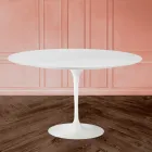 Tulip Table Eero Sarinen H 73 Oval in White Liquid Laminate Made in Italy - Scarlet Viadurini