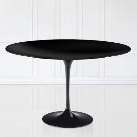 Tulip Table Eero Sarinen H 73 Oval in Black Liquid Laminate Made in Italy - Scarlet Viadurini