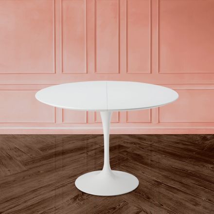 Tulip Table Saarinen H 73 Extendable in White Liquid Laminate Made in Italy - Scarlet Viadurini